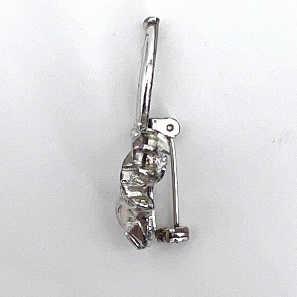 Tobacco Smoking Pipe Silver Tone Brooch Lapel Pin Tie Tack With Rhinestone - Picture 7 of 11